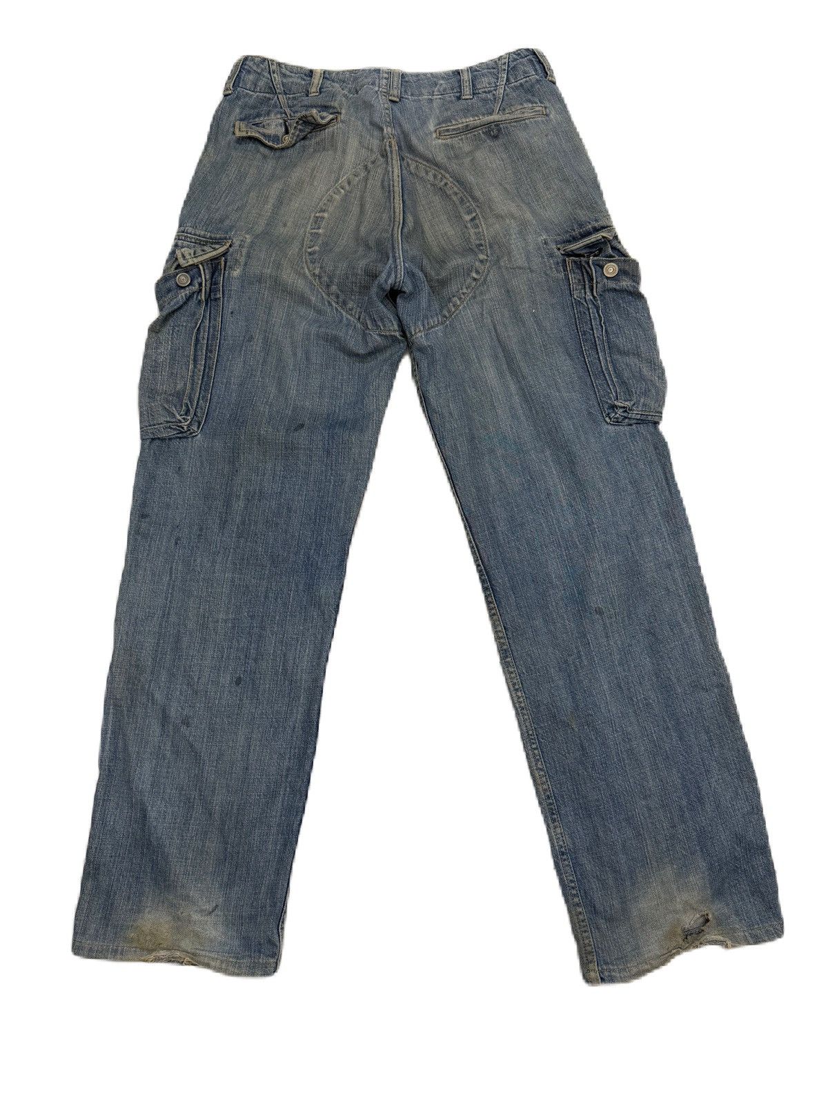 Japanese Brand × Johnbull × Kapital Johnbull Cargo Heavy Fade Workwear Denim Distressed Wide Size US 33 - 2 Thumbnail