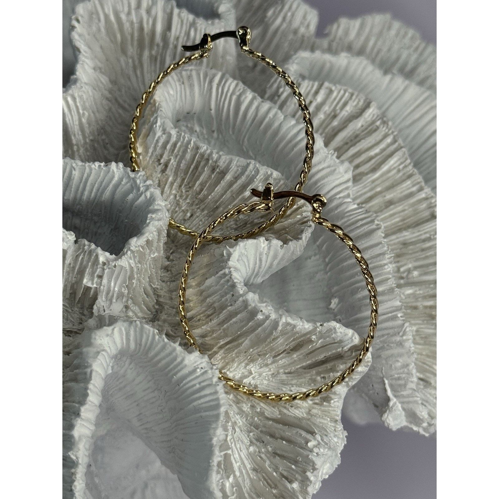 Jewelry Elegant Hoop Gold Plated Earrings Length 1.50 Inch, Women's