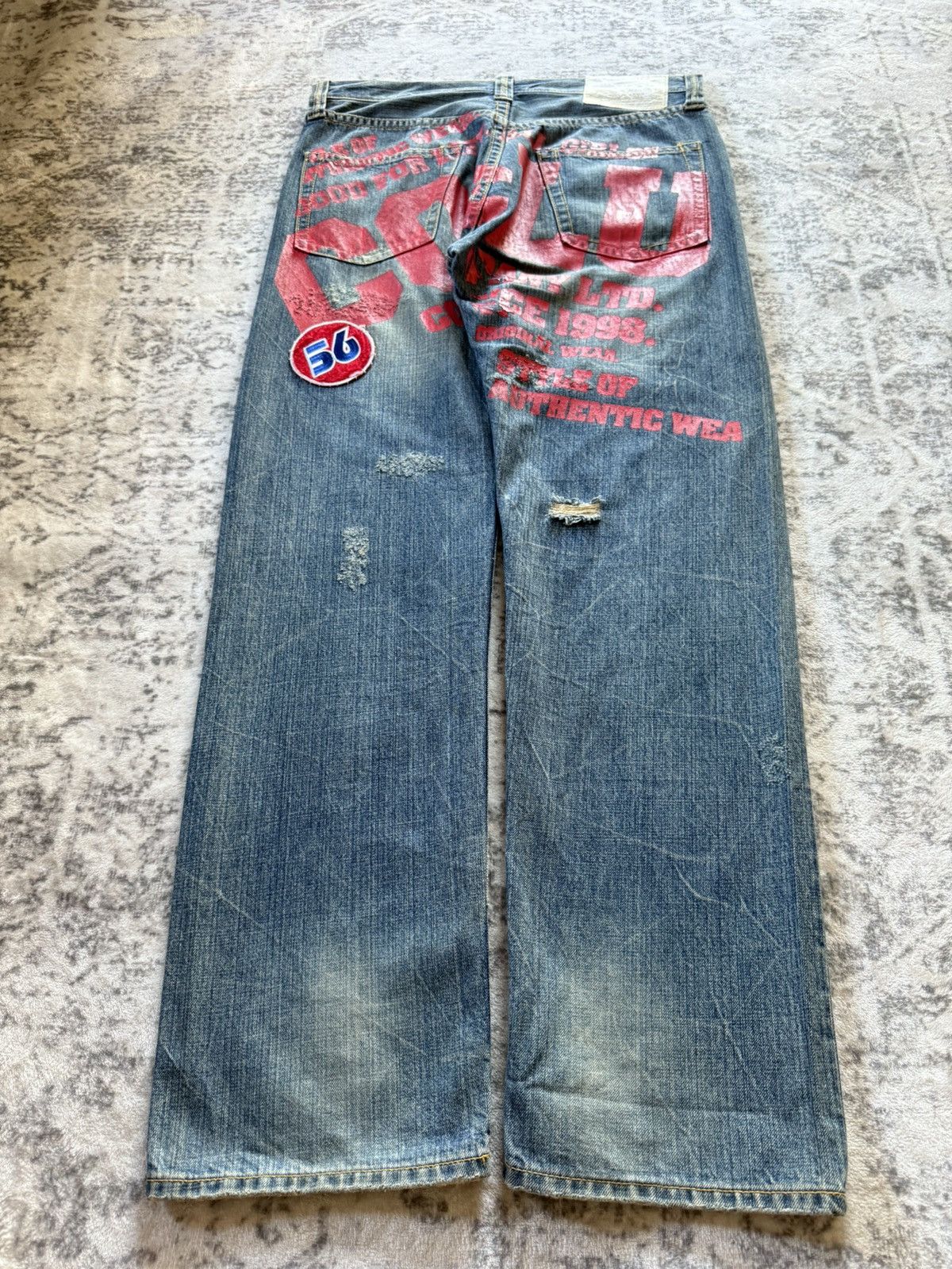 Japanese Brand Co&Lu Japan Daicock Evisu Style Redline Baggy Loose Jeans Size US 32 / EU 48 - 3 Thumbnail