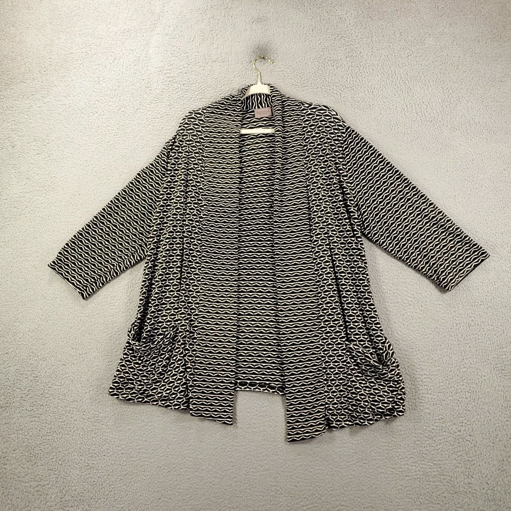 Vintage Chico's Cardigan Womens XL Black White Open Front Stretch Flow y Easywear Chicos 3 Size XL / US 12-14 / IT 48-50 - 2 Thumbnail