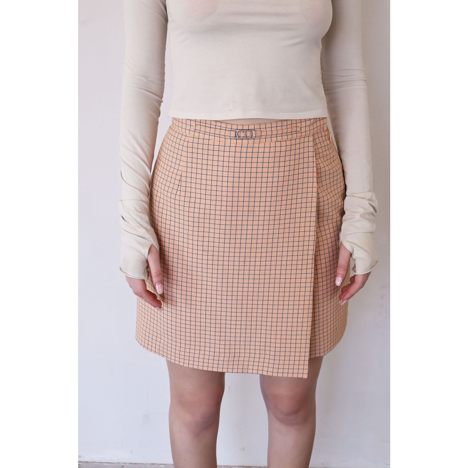 Dior Christian Dior SPORTS Orange Sherbert Plaid Skort Size 29" - 5 Thumbnail