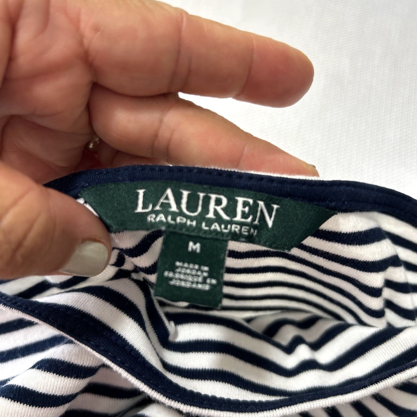 Ralph Lauren Lauren Ralph Lauren Shirt Women Sz M Blue Striped Short Sleeve Top Size M / US 6-8 / IT 42-44 - 6 Thumbnail
