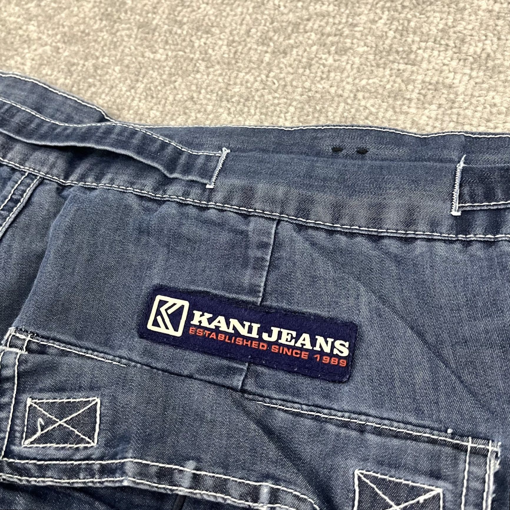 Vintage Kani VTG Jean Shorts Jort Mens 34 / 18" Chambray Blue Wide Leg Cargo Hip Hop Y2K Size US 34 / EU 50 - 3 Thumbnail