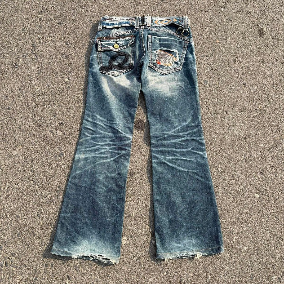 Tornado Mart ❌SOLD❌RIOBERA Flare Jeans Distressed Skull Button 30 Size US 30 / EU 46 - 1 Thumbnail