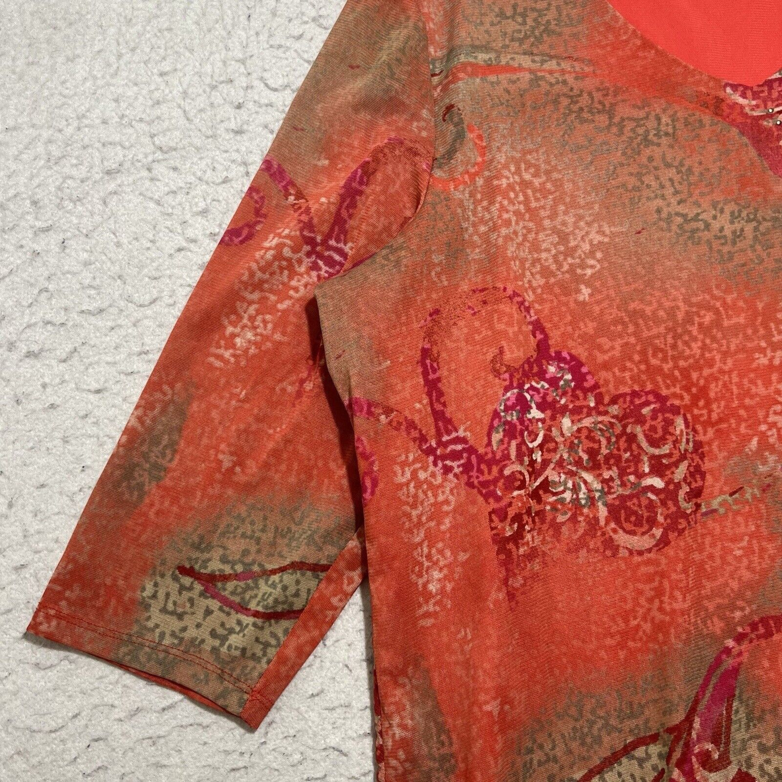 Other TanJay Lightweight Lined Blouse 3/4 Sleeve Rhinestone Top Size XXL / US 16-18 / IT 52-54 - 6 Thumbnail