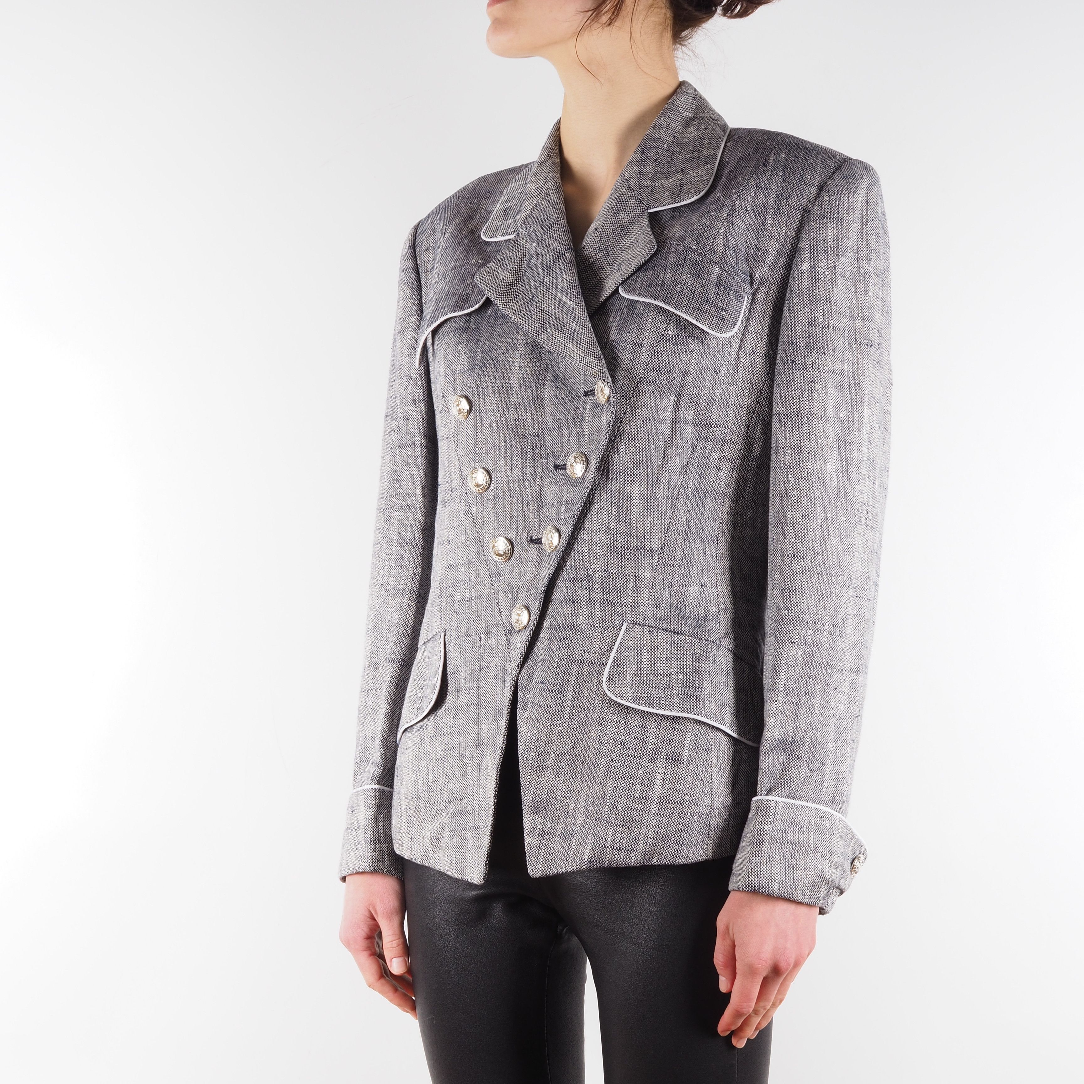 Celine Celine Paris Vintage Gray Double Breasted Blazer Jacket Size M / US 6-8 / IT 42-44 - 2 Thumbnail