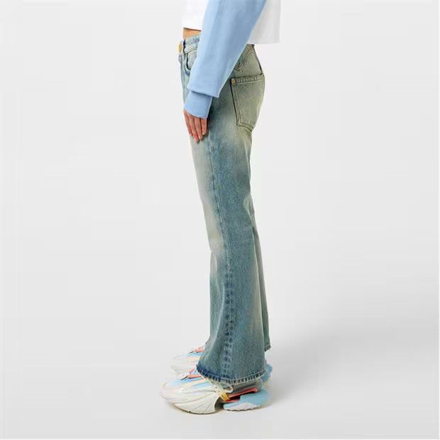Balmain o1g2r1mq1024 Crop Bootcut Jeans in Denim Blue Size 31" - 5 Thumbnail