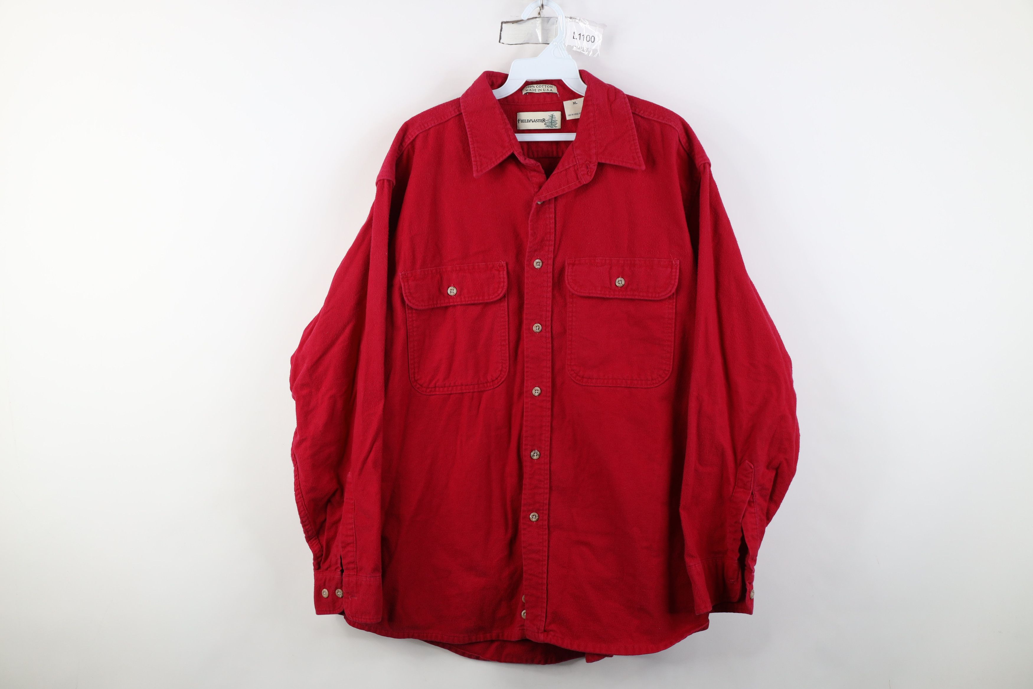 Vintage Vintage 90s Streetwear Cloth Collared Button Shirt Red USA Size US XL / EU 56 / 4 - 1 Thumbnail