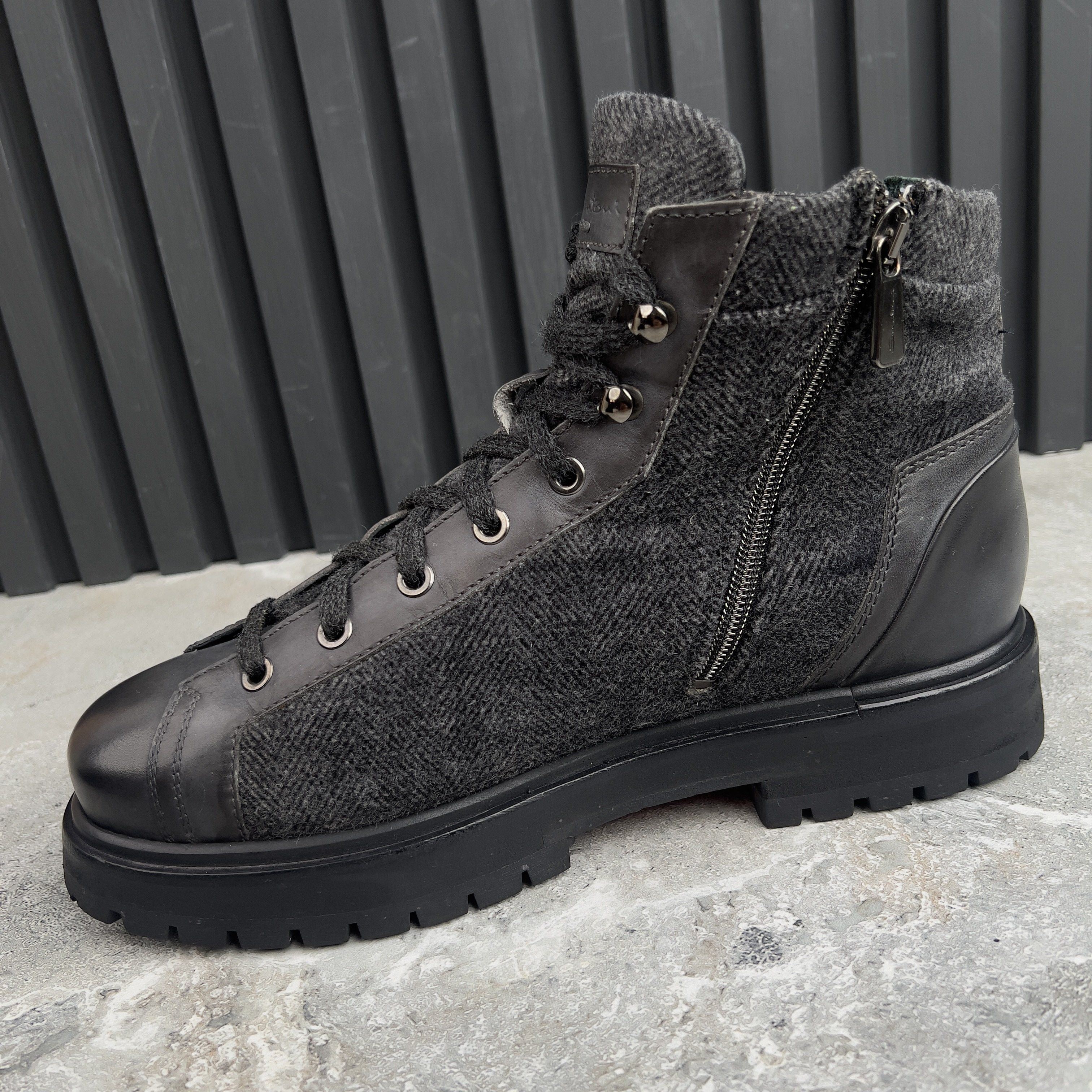 Santoni Anfibio Boots Wool Leather Lace-Up Hiking Boots Size US 8.5 / EU 41-42 - 6 Thumbnail