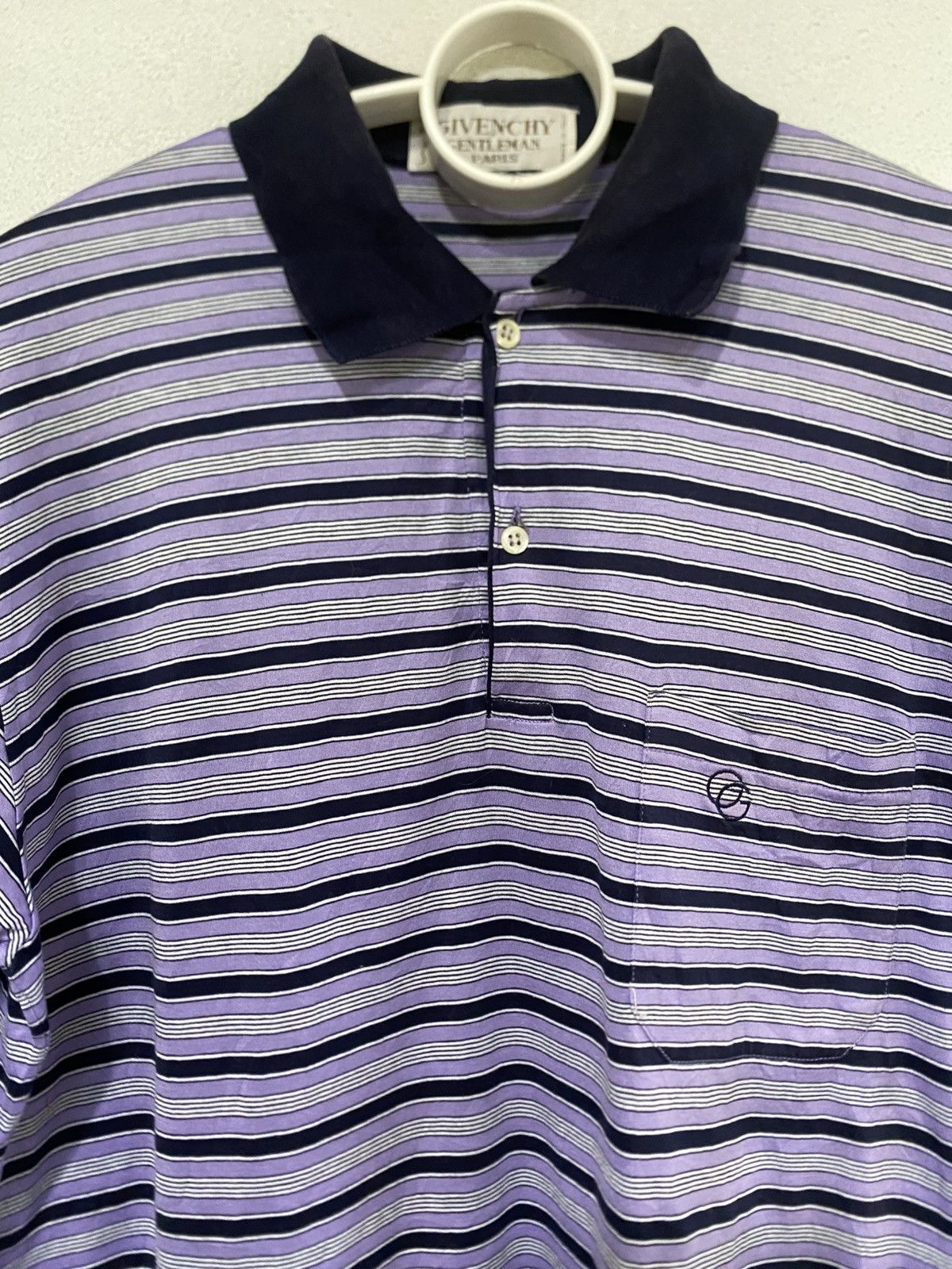 Givenchy Givenchy Gentleman Blue/Striped Collar T Shirt Size US M / EU 48-50 / 2 - 2 Thumbnail
