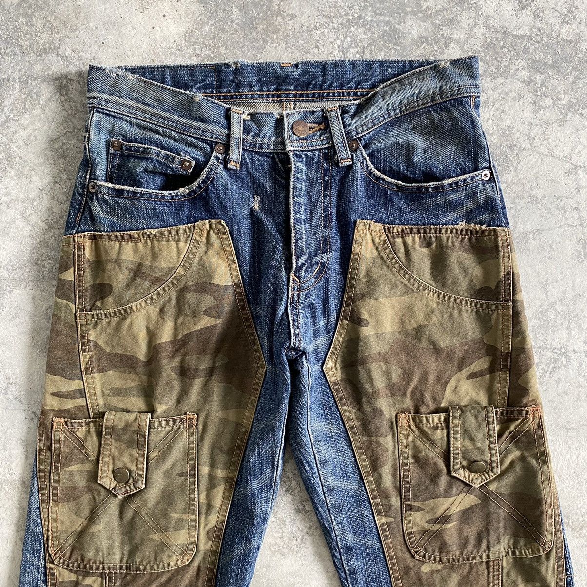 Kiminori Morishita 1990’s Tete Homme Hybrid Camo Double Knee Jeans Size US 29 - 10 Thumbnail
