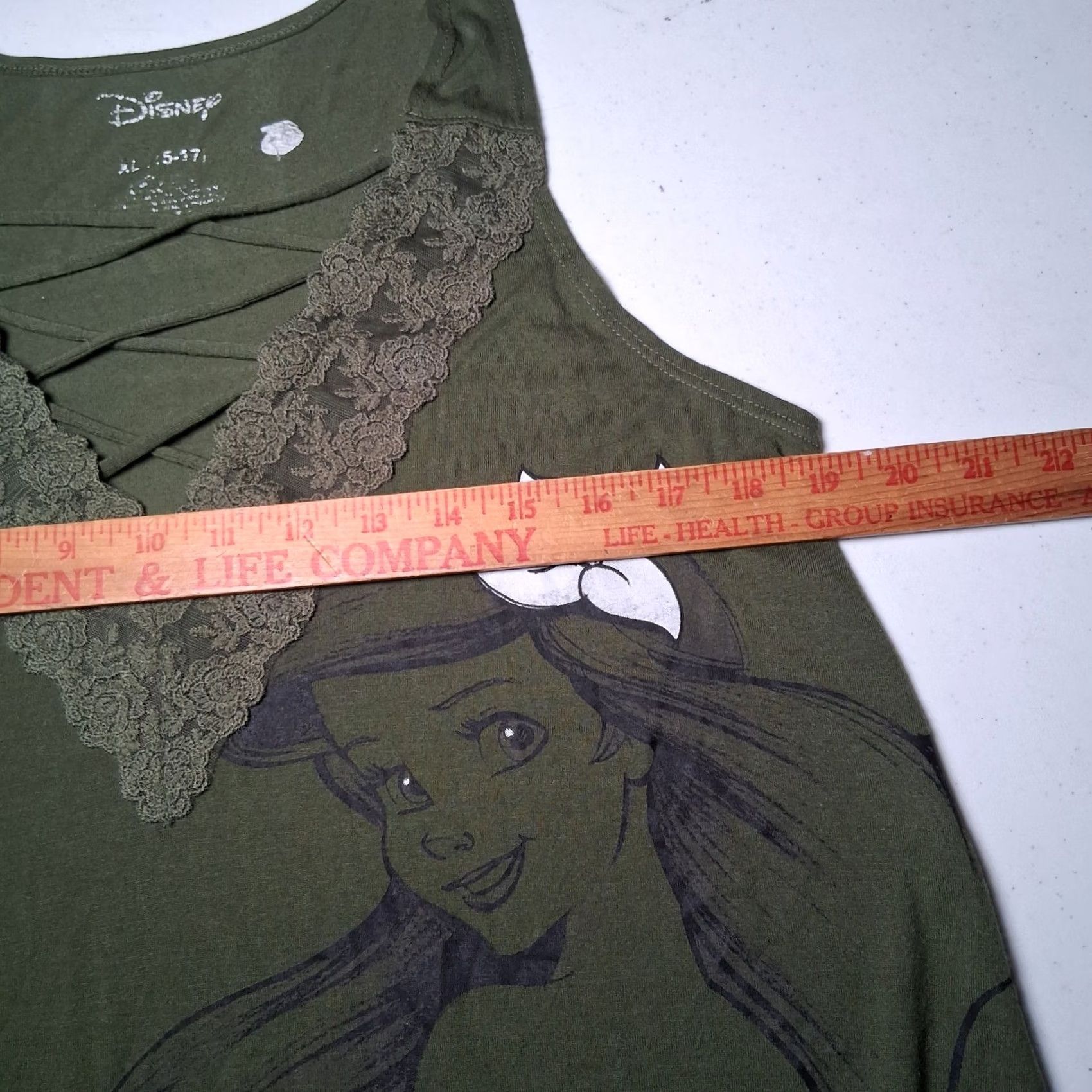 Disney Disney Little Mermaid Tank Top Juniors XL Princess Ariel Lace Trim V Neck Y2K Green Size XL / US 12-14 / IT 48-50 - 7 Thumbnail