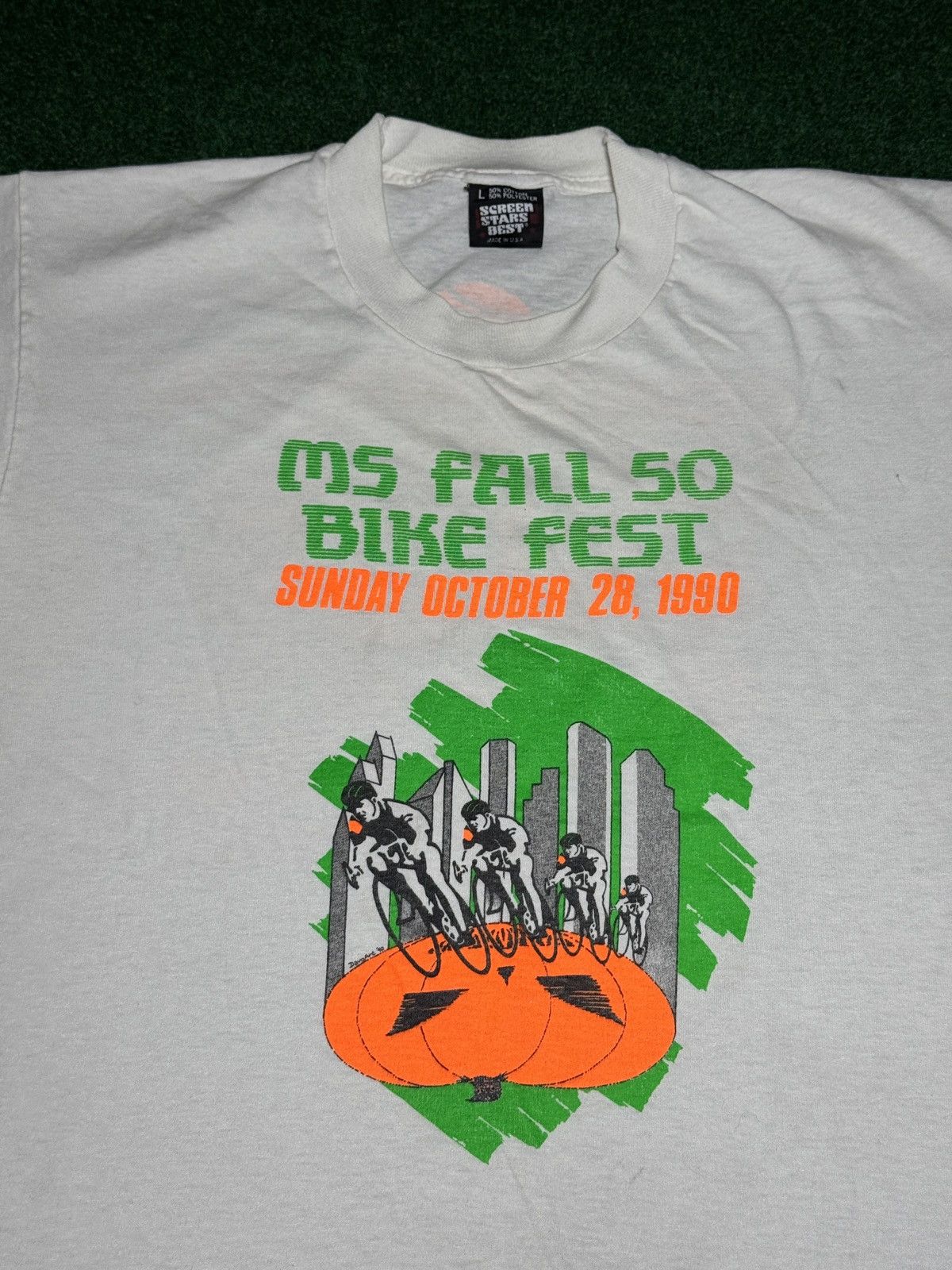 Vintage Vintage 90s MS Fall 50 Bike Fest Halloween Cycling T Shirt Size US L / EU 52-54 / 3 - 2 Thumbnail