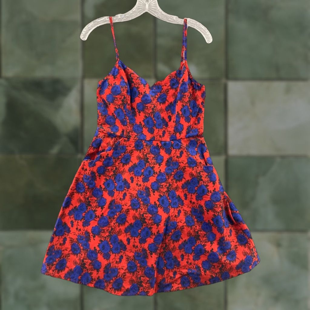 Market Market and Spruce Dress Womens S Red Blue Floral Size S / US 4 / IT 40 - 1 Thumbnail