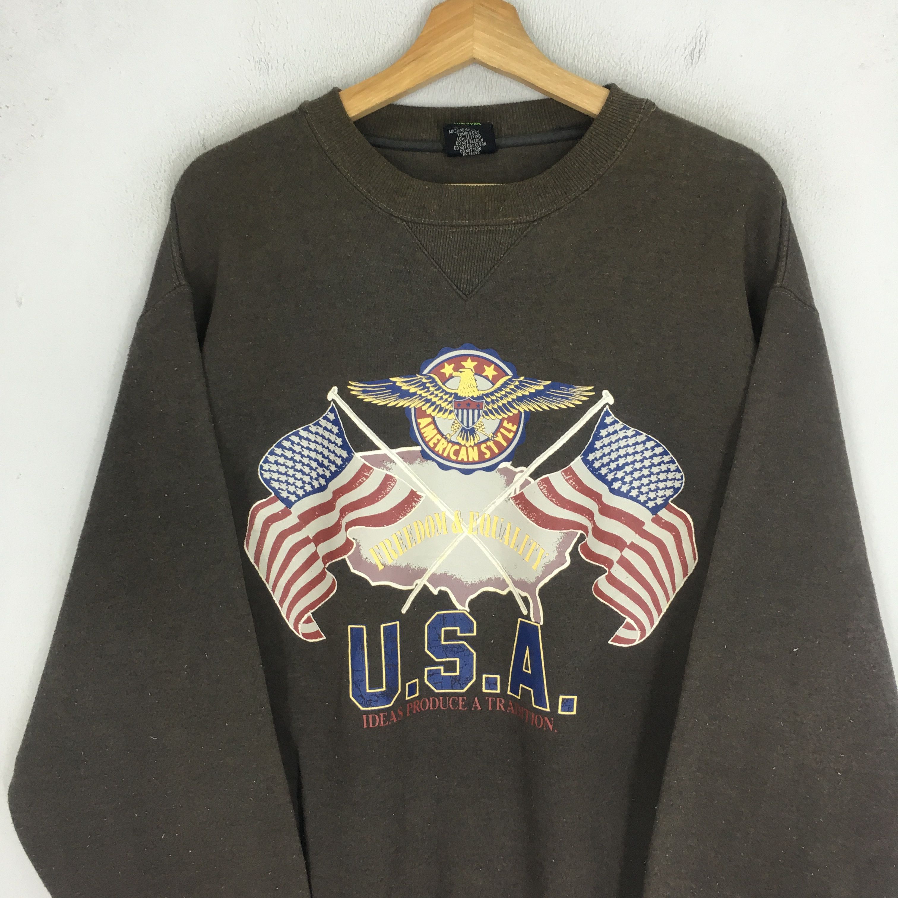 USA Olympics Vintage 90's Yoo-neek Faded Black Sweatshirt -15 Size US L / EU 52-54 / 3 - 3 Thumbnail