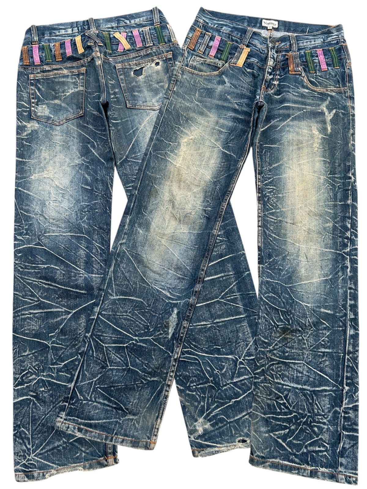 Kapital Nylaus Double Waist Distressed Denim Jeans Size US 32 / EU 48 - 1 Thumbnail