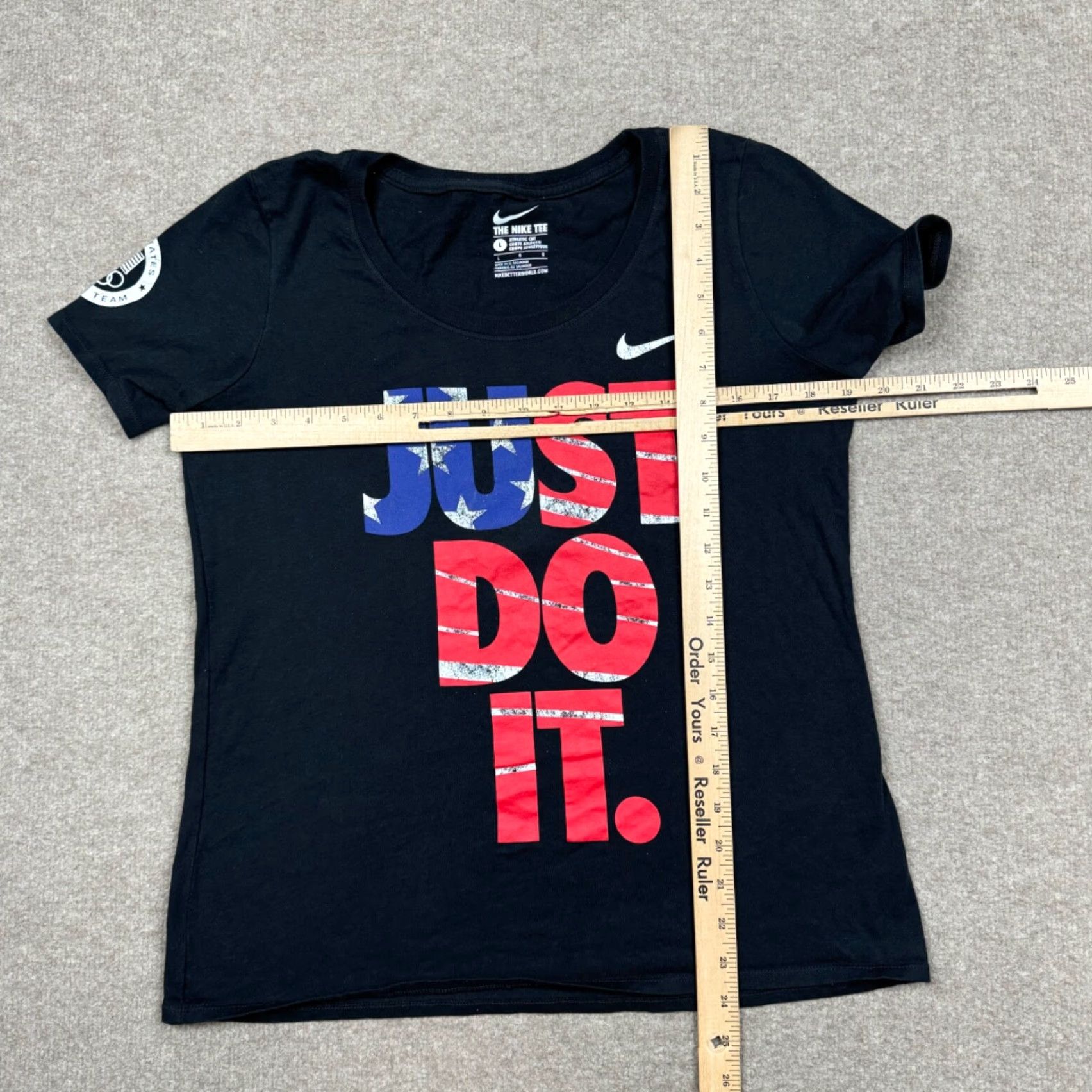 Nike Nike Graphic T Shirt L Black Nike USA Stars Stripes Team USA Logo Basketball Slim Fit Shirt Womens Size L Black USA Stars Stripes Logo 90s Theme Size L / US 10 / IT 46 - 5 Thumbnail