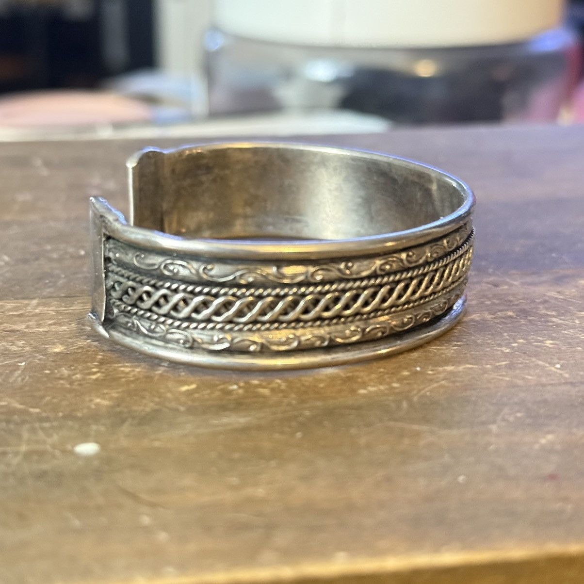 Vintage Vintage silver plated textured cuff bracelet Size ONE SIZE - 6 Thumbnail