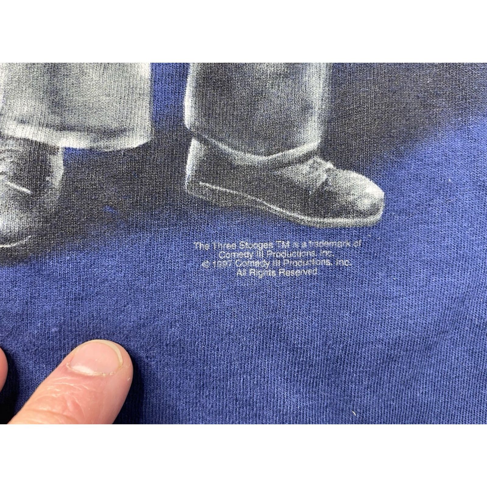 Vintage VINTAGE Big Knucklehead Jeans Three Stooges Calvin Klein Parody T Shirt Large Mens Blue 90s Theme L Size US L / EU 52-54 / 3 - 2 Thumbnail