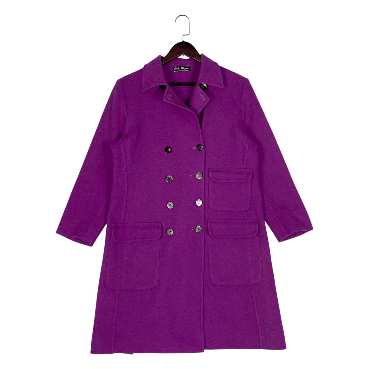 Salvatore Ferragamo Vintage Salvatore Ferragamo Purple Wool Coat Size XS / US 0-2 / IT 36-38 - 5 Thumbnail