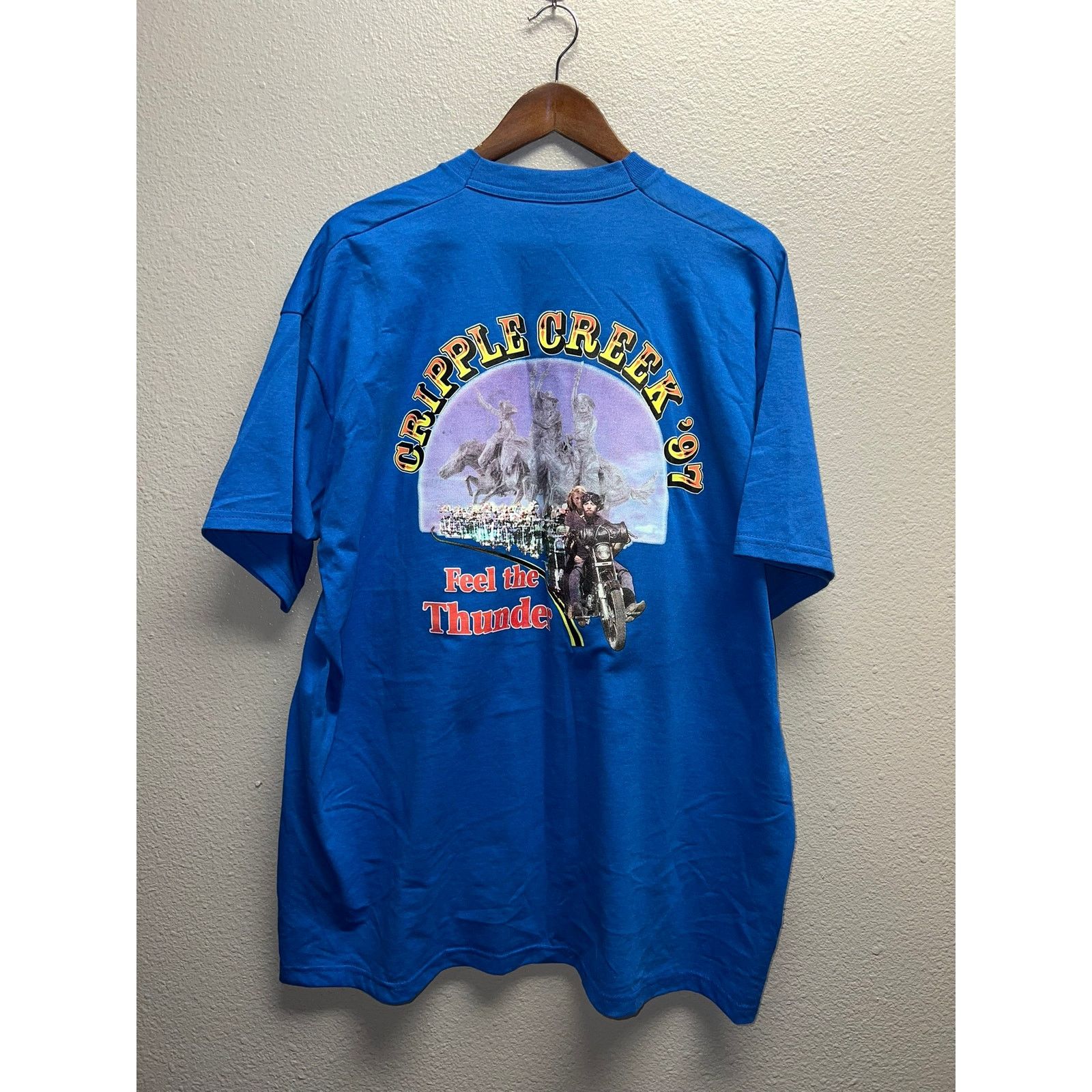 Fruit Of The Loom Vintage Cripple Creek Biker Shirt Feel Thunder 1997 Tee 90s Size US XXL / EU 58 / 5 - 5 Thumbnail