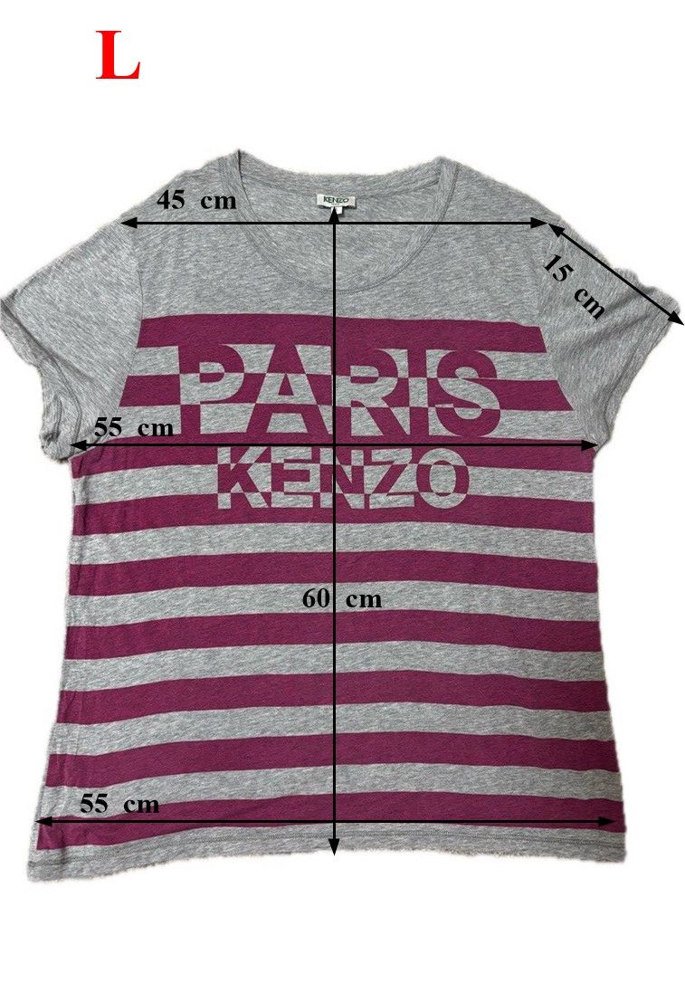 Kenzo Kenzo PARIS women's gray t-shirt with purple stripes, L Size L / US 10 / IT 46 - 2 Thumbnail