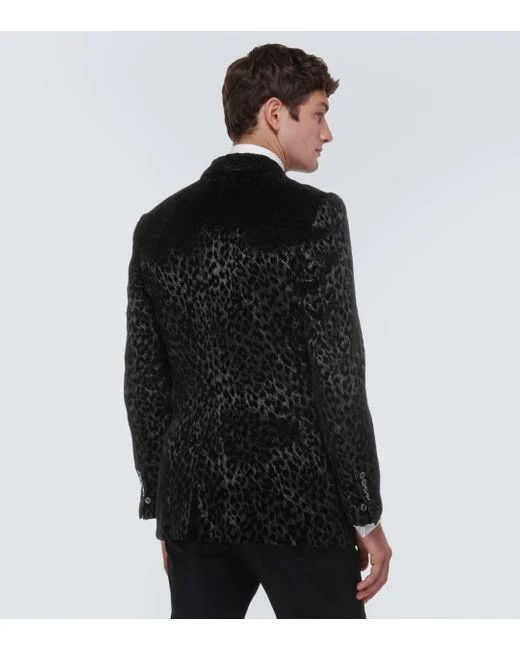 Tom Ford o1w1db10125 JLAP02 Velvet Leopard Jacket in Black Size US S / EU 44-46 / 1 - 5 Thumbnail