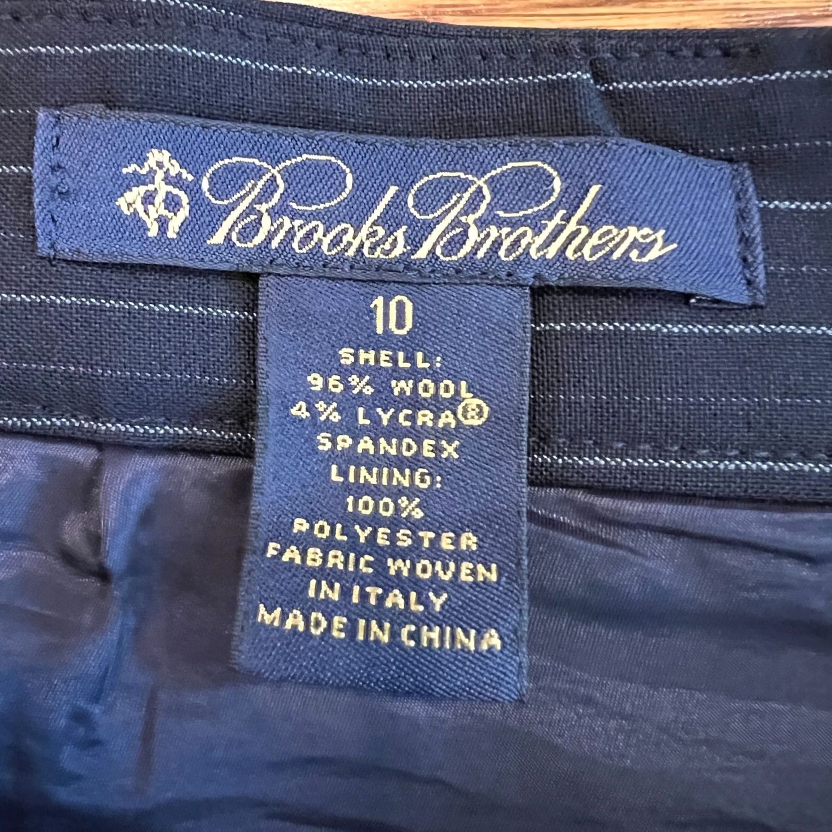 Brooks Brothers Brooks Brothers Navy Blue Pinstripe Stretch Wool Pencil Skirt Size 10 Size 32" / US 10 / IT 46 - 2 Thumbnail