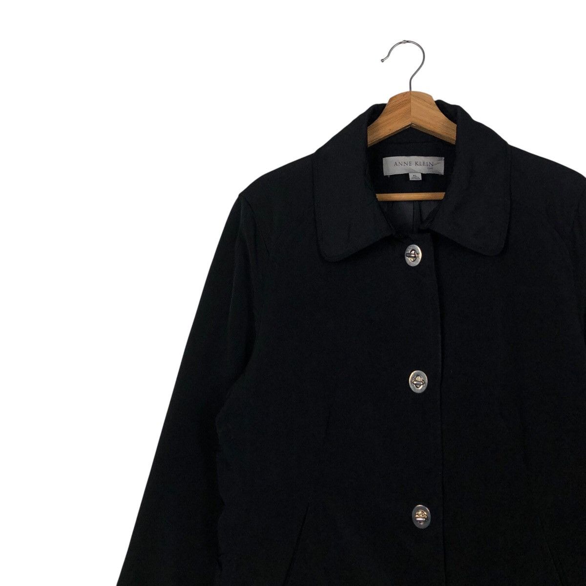 Vintage 📌Rich Black Vintage Long Jacket Anne Klein Coat Size US XL / EU 56 / 4 - 8 Thumbnail