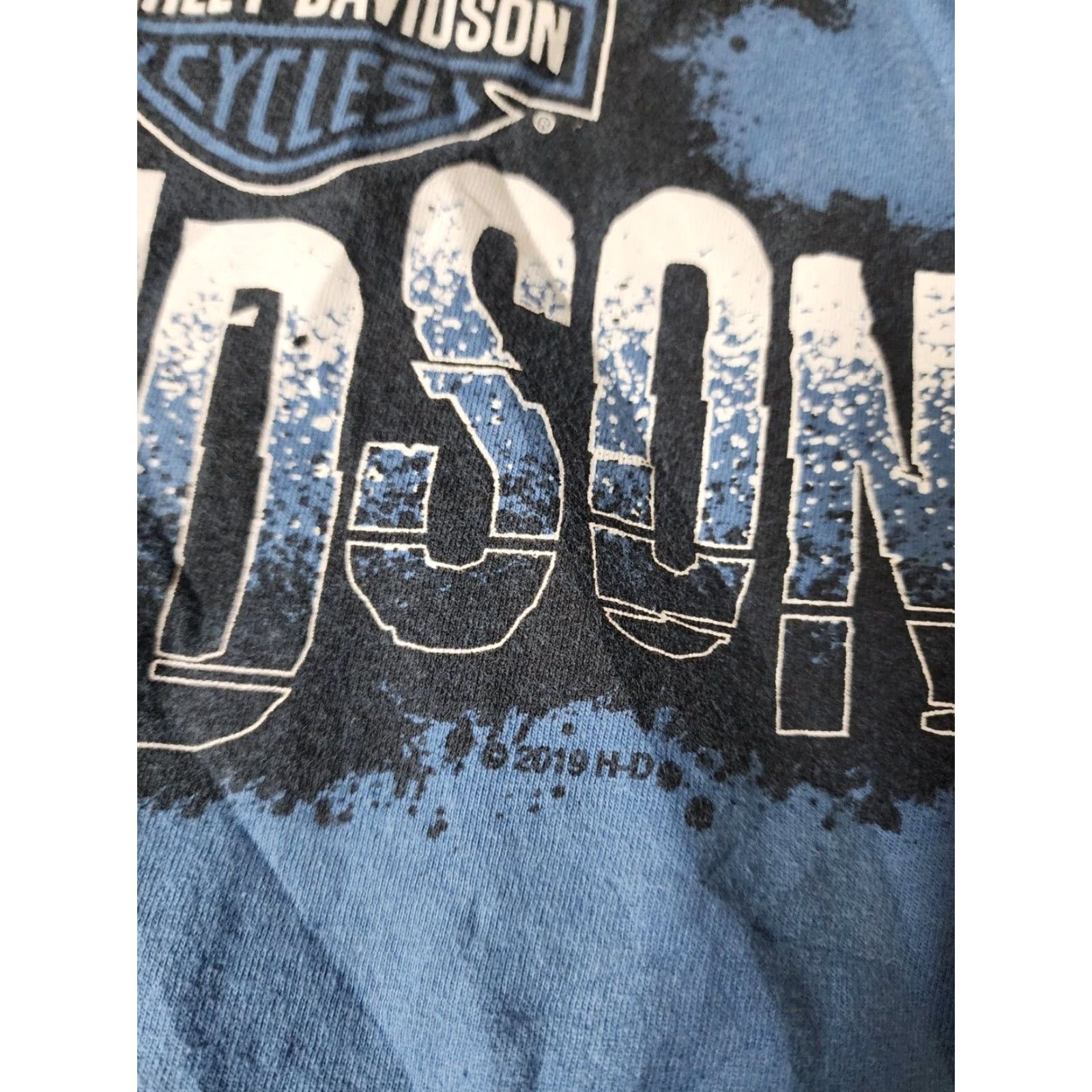 Harley Davidson VINTAGE Harley-Davidson T-Shirt Mens 2XL Blue Logo Graphic Print US Made Size US XXL / EU 58 / 5 - 6 Thumbnail