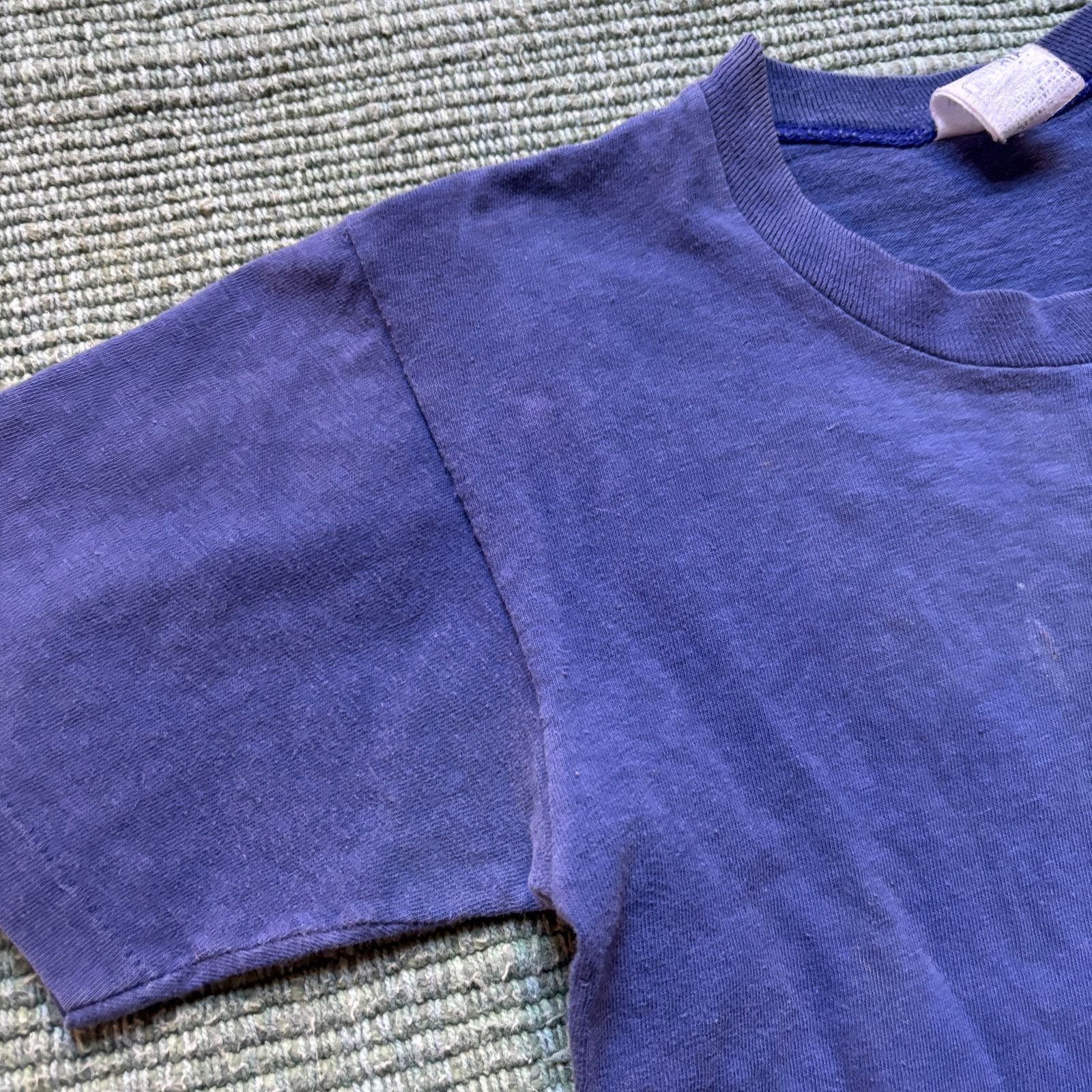 Vintage 1970s cotton single stitched blue distressed kids tee shirt Size XS / US 0-2 / IT 36-38 - 3 Thumbnail