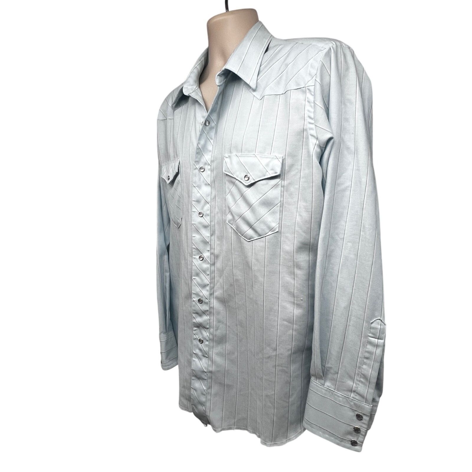 Wrangler Wrangler American Cowboy Blue Plaid Pearl Snap Shirt XL Size US XL / EU 56 / 4 - 3 Thumbnail