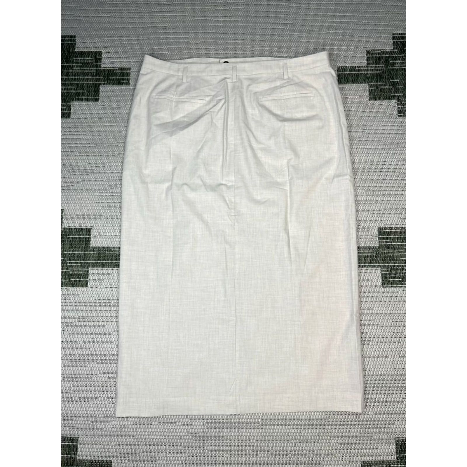 Ann Taylor Ann Taylor Skirt Midi Womens 18 Beige Stretch Front Zipper Slit Vintage No Size 40" / US 18 - 2 Thumbnail