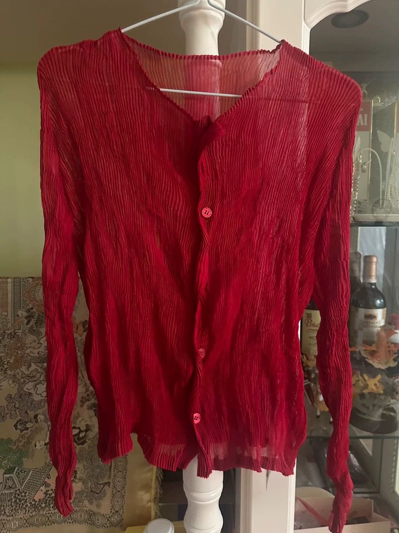 Issey Miyake Issey Miyake size:2 Red pleated cardigan Size XS / US 0-2 / IT 36-38 - 1 Thumbnail