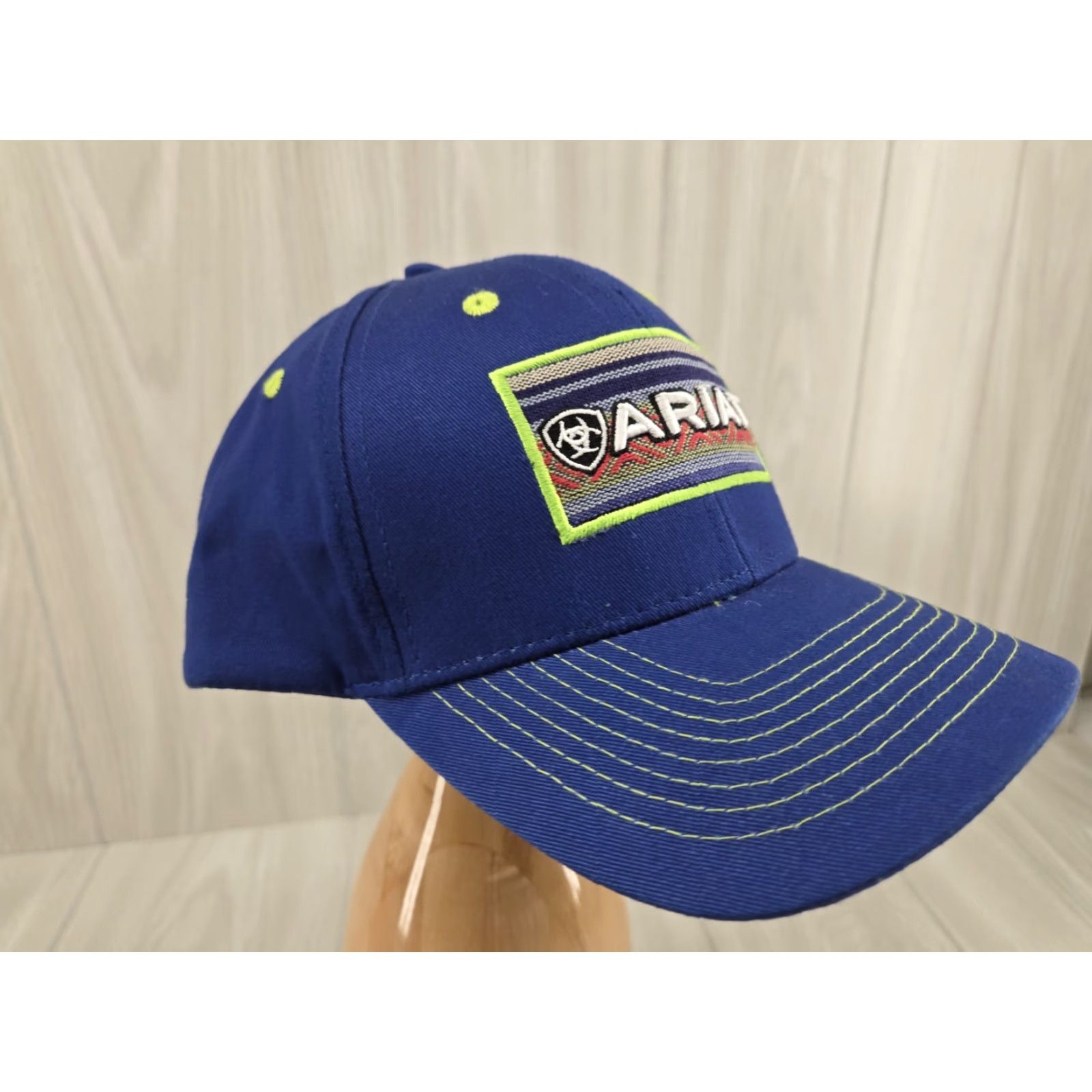 Ariat VINTAGE ARIAT Hat Cap Blue Green Adjustable Strap Solid One Size Men Blue Trucker Hat Size ONE SIZE - 3 Thumbnail
