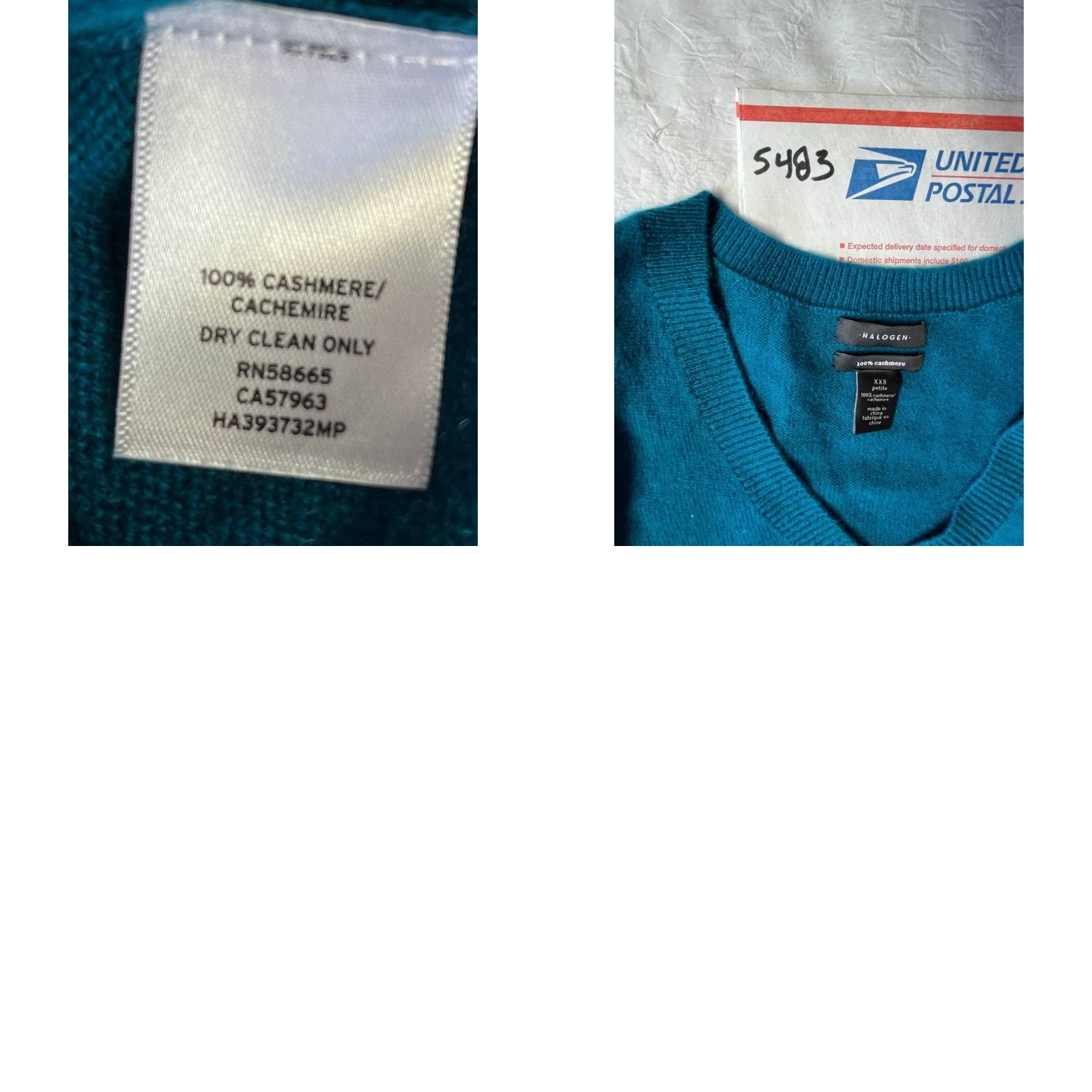 Vintage Halogen Blue 100% Cashmere V-Neck Women XS Pullover Sweater Size XS / US 0-2 / IT 36-38 - 8 Thumbnail