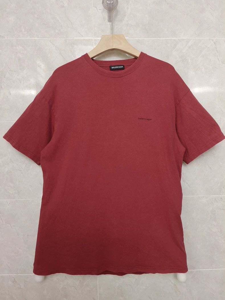 Balenciaga Balenciaga Small Logo Burgundy T-Shirt - dmc Size US XS / EU 42 / 0 - 1 Thumbnail
