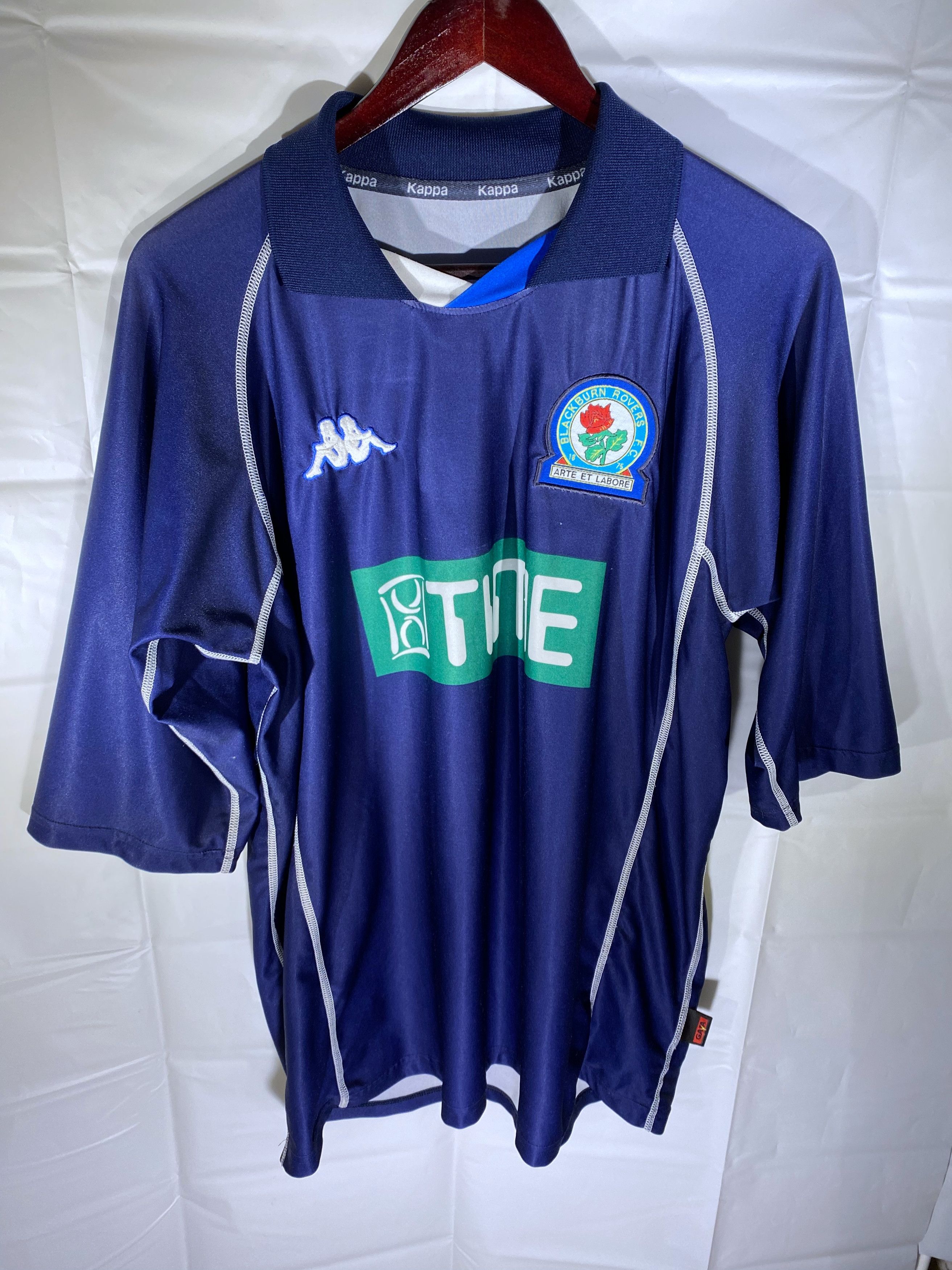 image of Archival Clothing x Kappa 2000 Blackburn Rovers Fc Kappa Football Soccer Jersey Siz XL in Navy