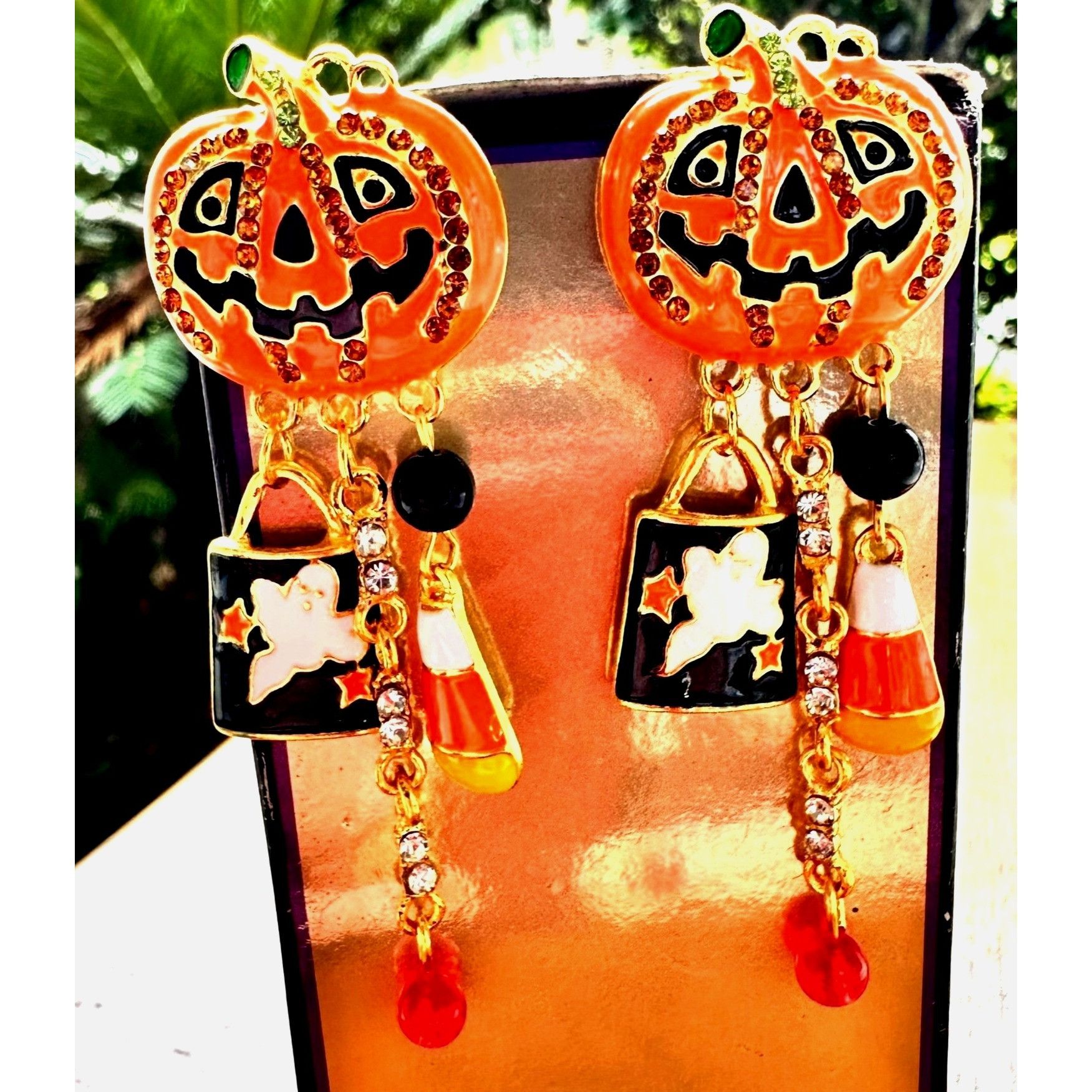 Handmade Halloween Earrings New Jack O Lantern Candy Corn Ghost Beads Size ONE SIZE - 1 Thumbnail
