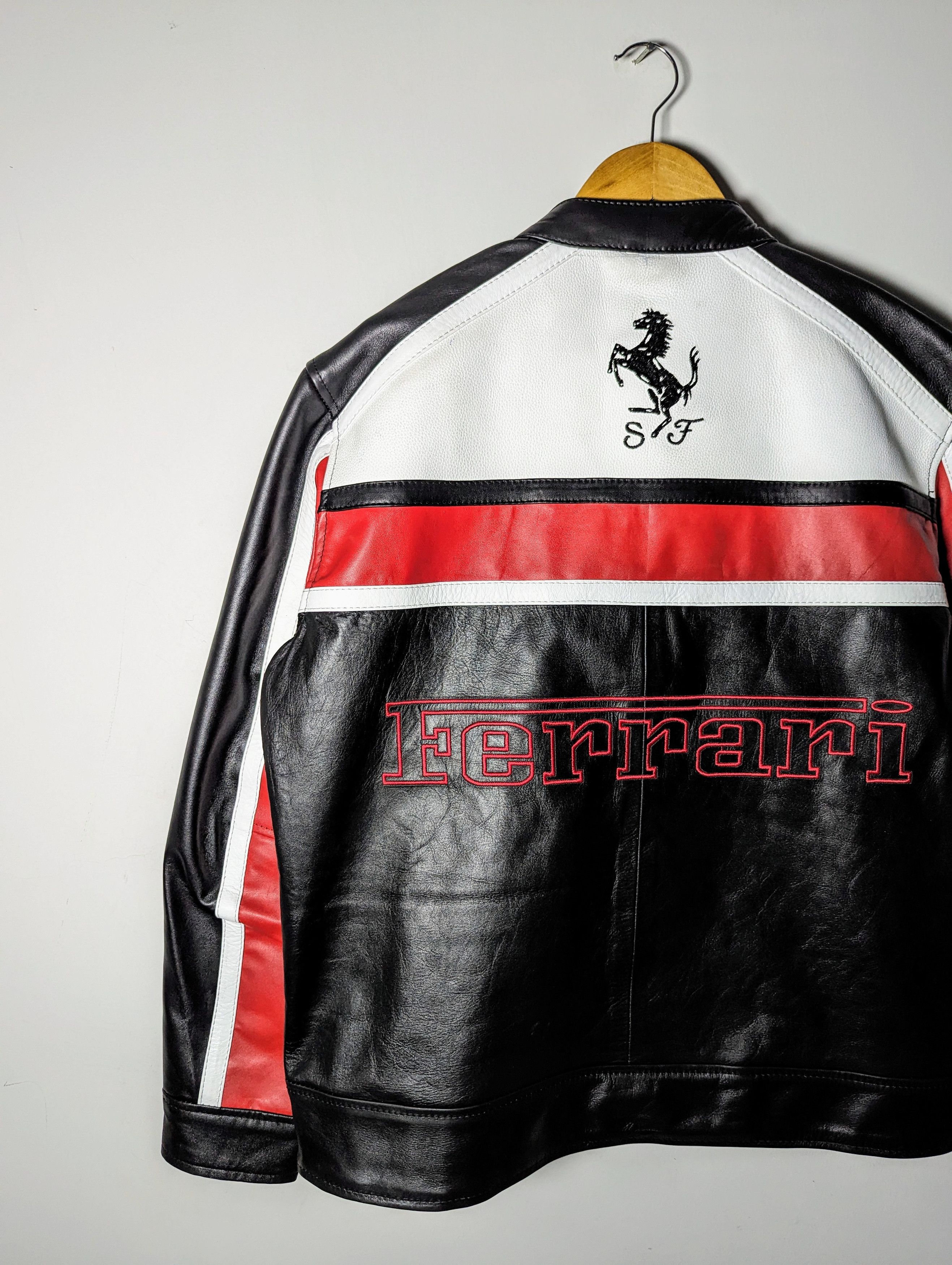 Ferrari 🔥VINTAGE FERRARI LEATHER JACKET Formula 1 STREETWEAR Racing Size US L / EU 52-54 / 3 - 9 Thumbnail