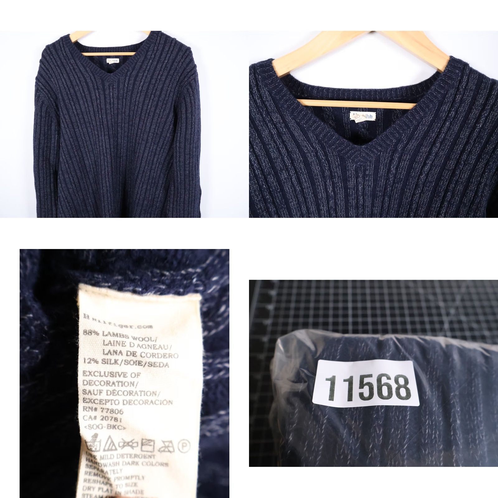 Tommy Hilfiger Lambs Wool Silk Sweater Men's XL Dark Blue V-Neck Heavyweight Knit Pullover Tommy Hilfiger Women? Size US XL / EU 56 / 4 - 8 Thumbnail