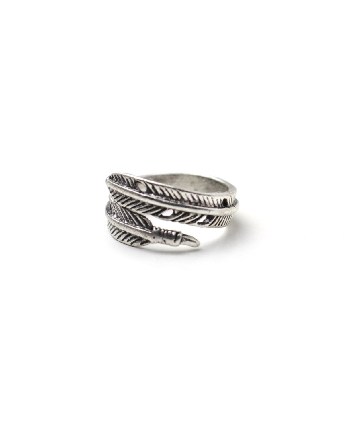 Vintage 2000S JAPANESE MADE NATIVE NAVAJO FEATHER SILVER PLATED RING Size ONE SIZE - 4 Thumbnail