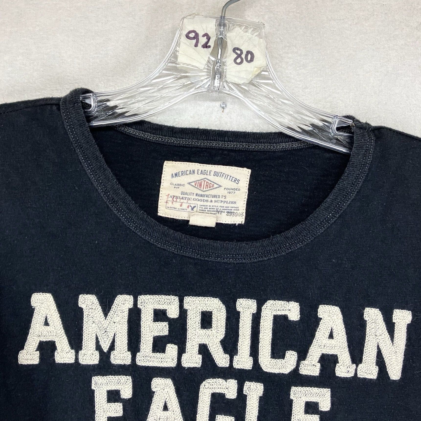 American Eagle Outfitters VINTAGE American Eagle Shirt Long Sleeve Men Small Black Classic Fit Embroidered Logo Crew Neck 2000s Mens Size US S / EU 44-46 / 1 - 6 Thumbnail