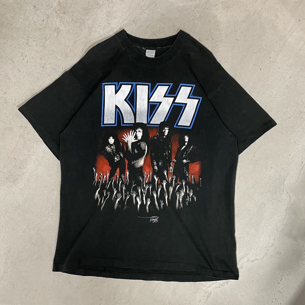 image of Band Tees x Kiss Band Vintage 1989 Kiss Live Tour Black T-Shirt, Men's (Size XL)