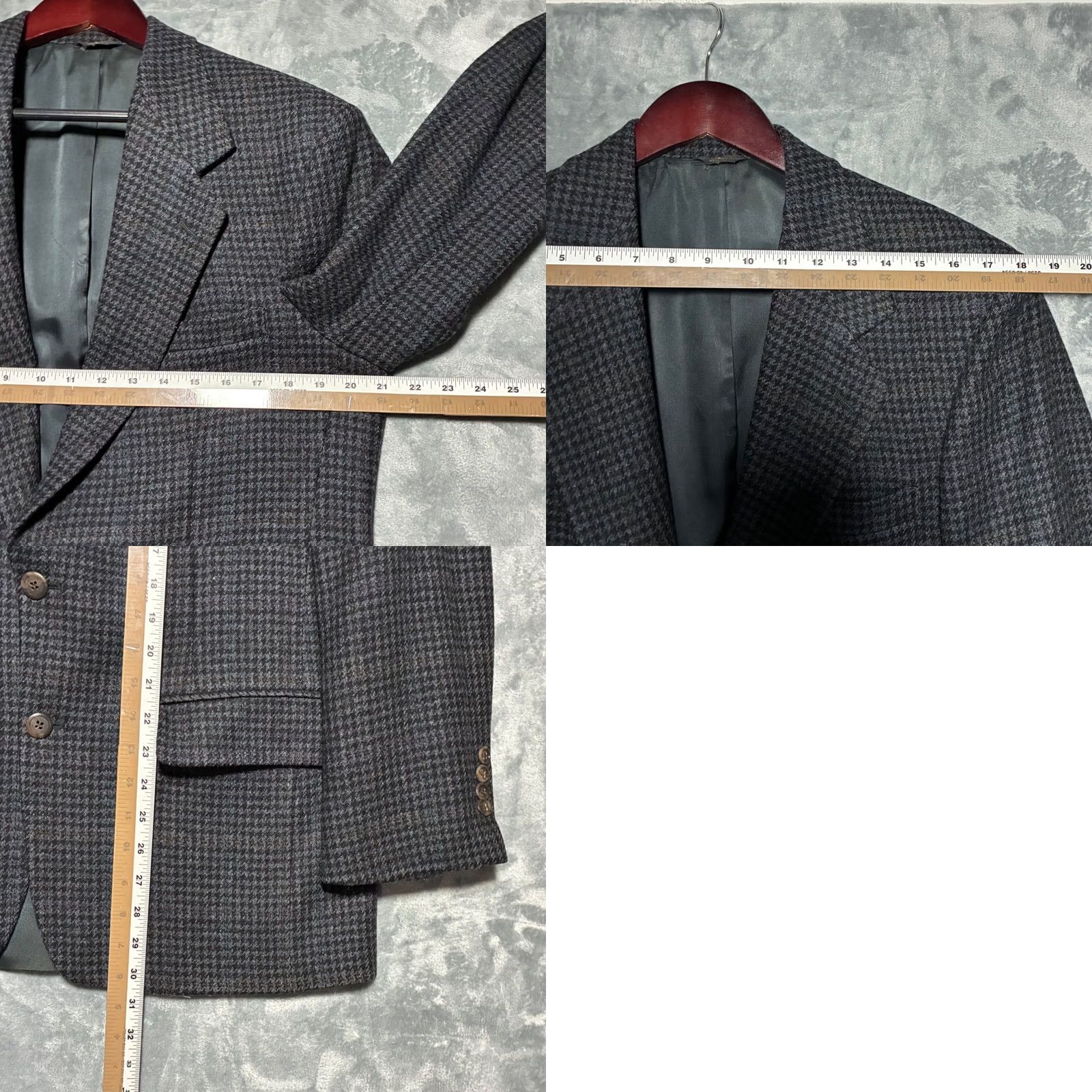 Bill Blass VINTAGE Bill Blass Houndstooth Two Button Blazer Sport Coat Mens 40 Grey Size 40R - 8 Thumbnail