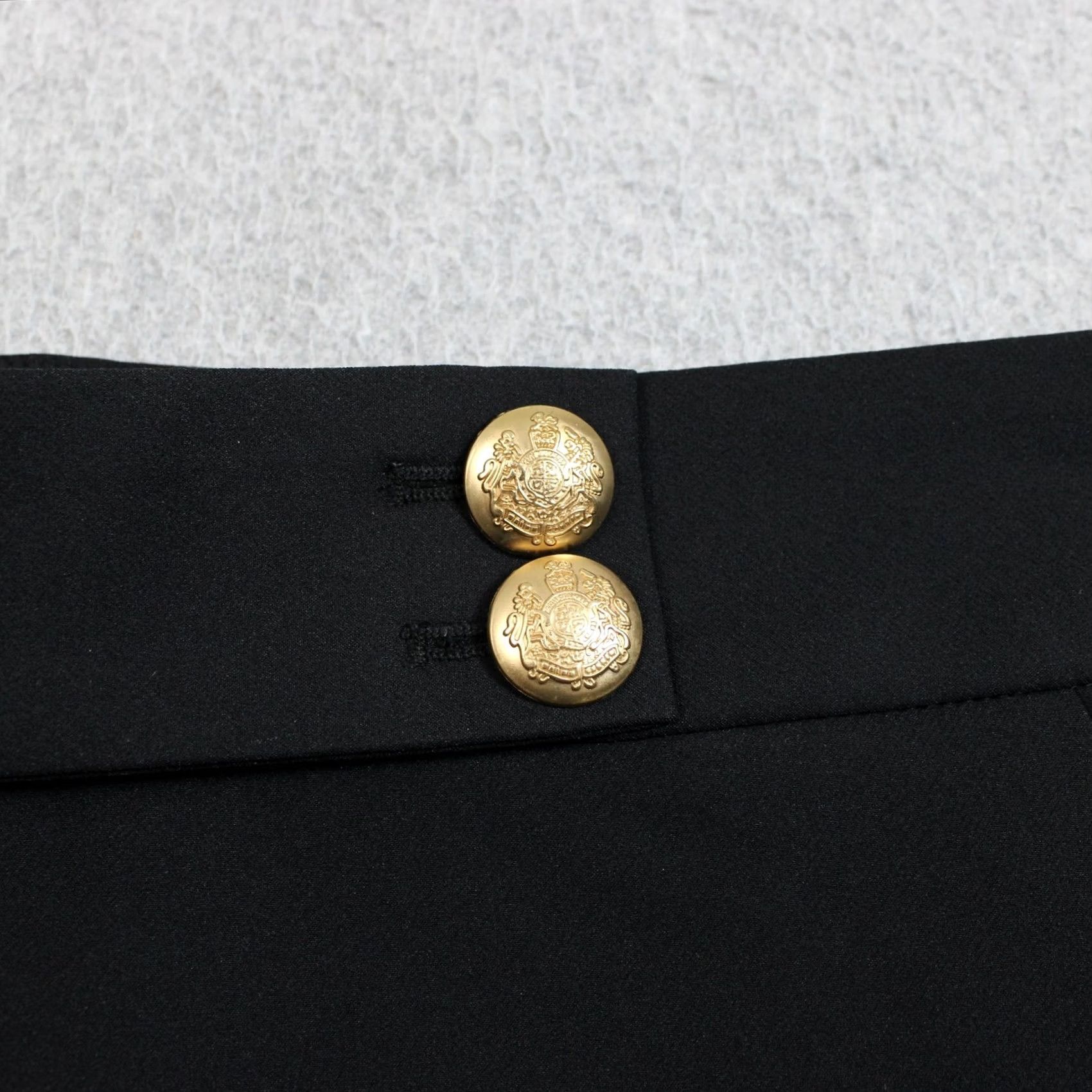 Quince Quince Pants Women 12 Black Crepe Straight Leg Gold Button Dress Office Work Size 34" / US 12 / IT 48 - 5 Thumbnail