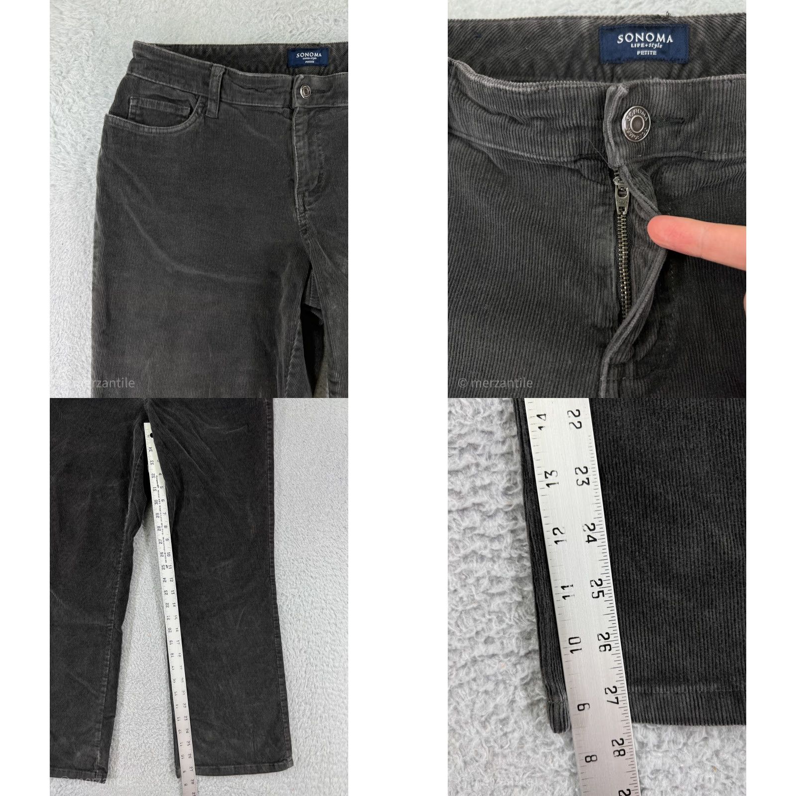 Vintage Sonoma Pants Womens 10 Gray Corduroy Mid Rise Straight Cotton Blend Stretch Pants Size 32" / US 10 / IT 46 - 8 Thumbnail
