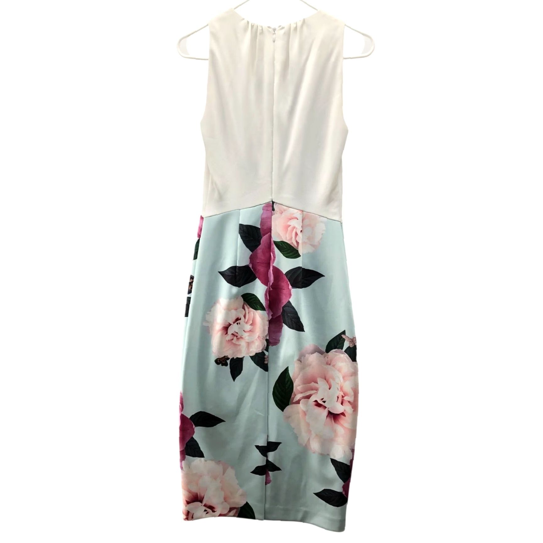 Ted Baker Ted Baker Dress Womens 2 Sleeveless White Floral Bodycon Size XS / US 0-2 / IT 36-38 - 2 Thumbnail