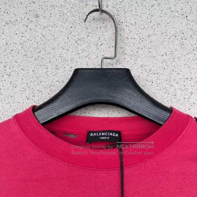 Balenciaga Balenciaga Red Big Ripped Distressed Short Sleeve Size US S / EU 44-46 / 1 - 2 Thumbnail
