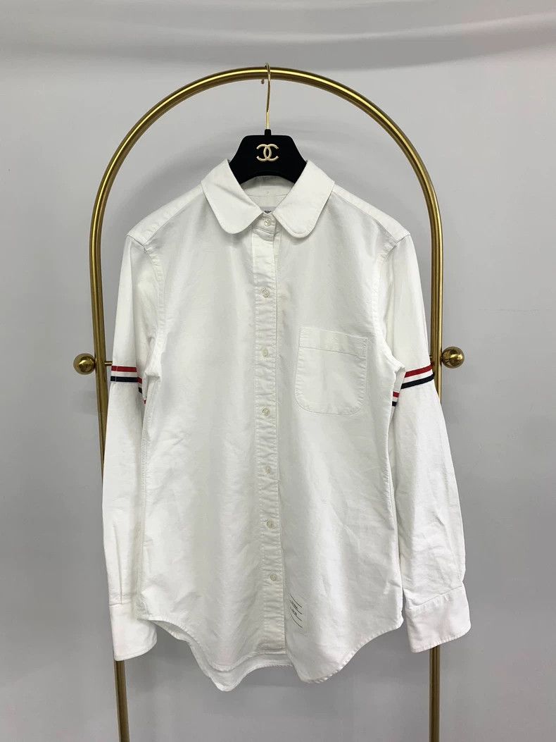 Thom Browne Thom Browne White striped long-sleeved shirt Size US XXS / EU 40 - 1 Thumbnail